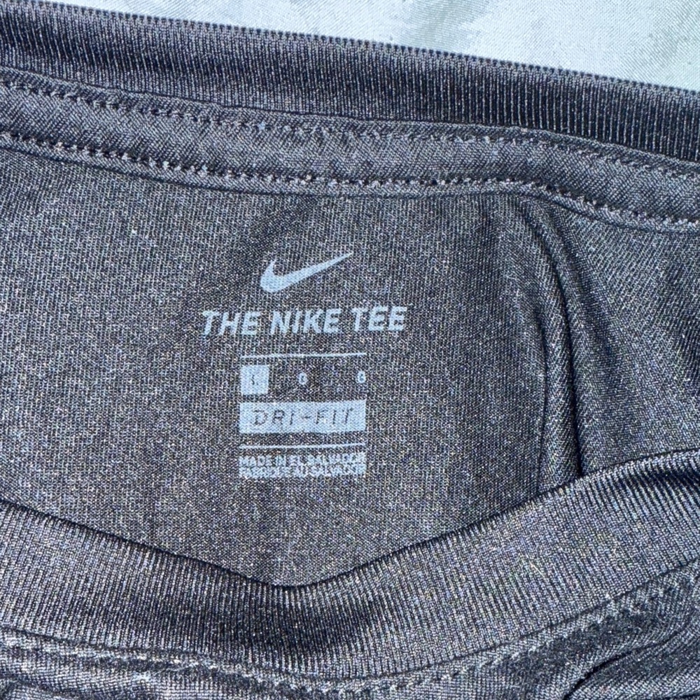 Nike women’s Black Short Sleeve Dri-FIT Tee with White Swoosh - Picture 2 of 3